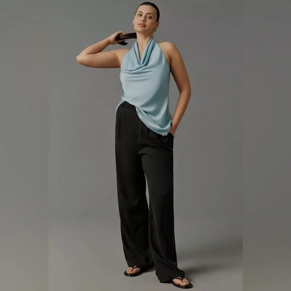 Cowl-Neck Silky Halter Top - Picture 3 of 11